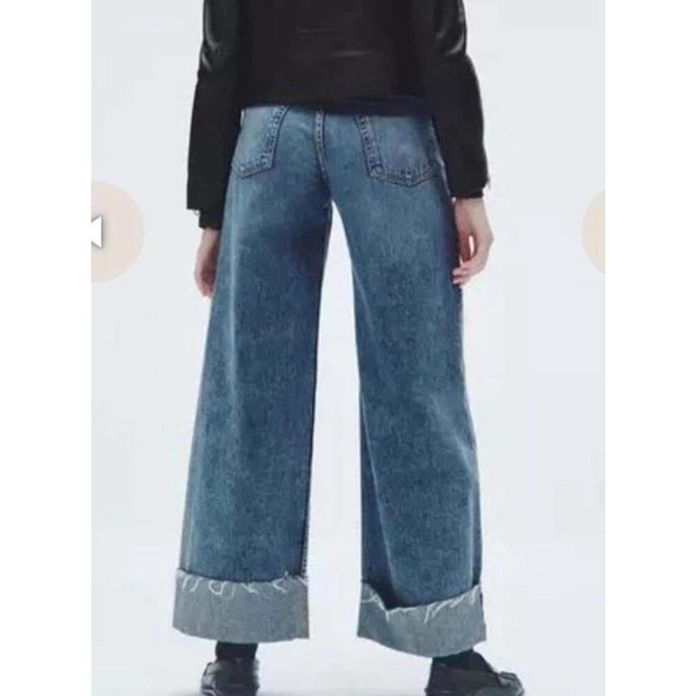 GIFT50 278$ Rag & Bone Sofie High Rise Wide Leg Denim Jeans Size 31 Blair Blue - Picture 2 of 3